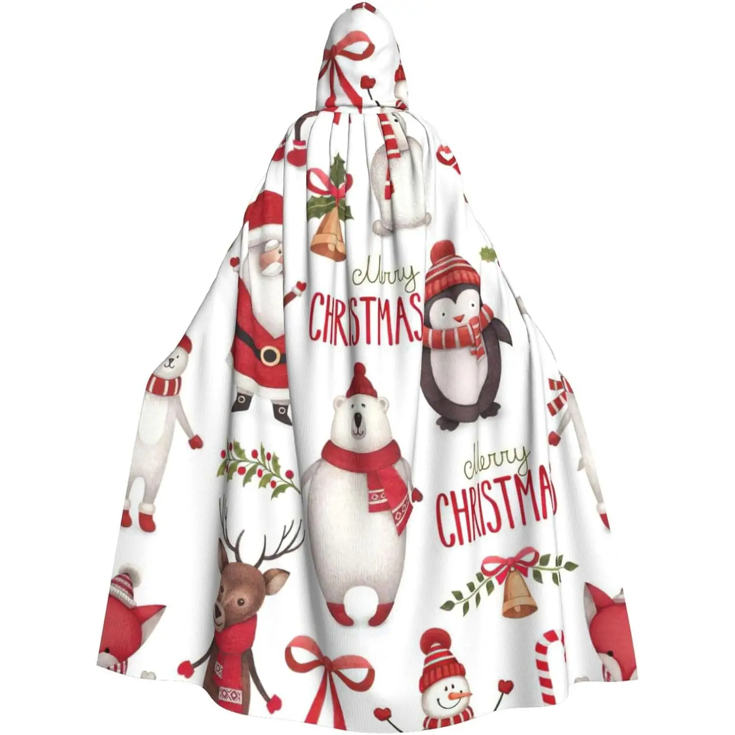 

Unisex robes capes Adult Christmas Santa Claus Print Hooded Cloak for Cosplay Halloween Carnival Costumes