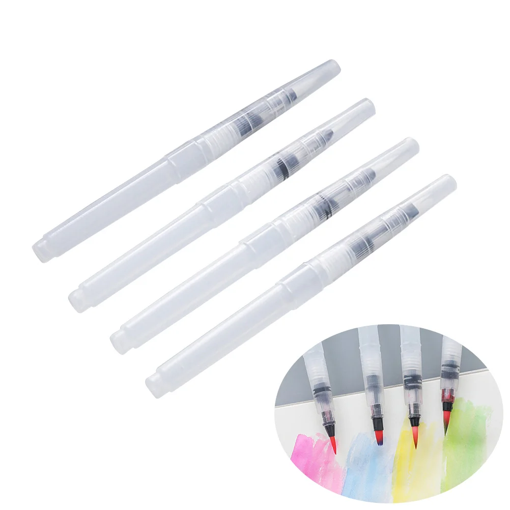 

4Pcs Water Coloring Brush Pen Set for Watercolor Painting Water Soluble Pencils Brush Pens Markers Solid Colors or Powdered Pigm