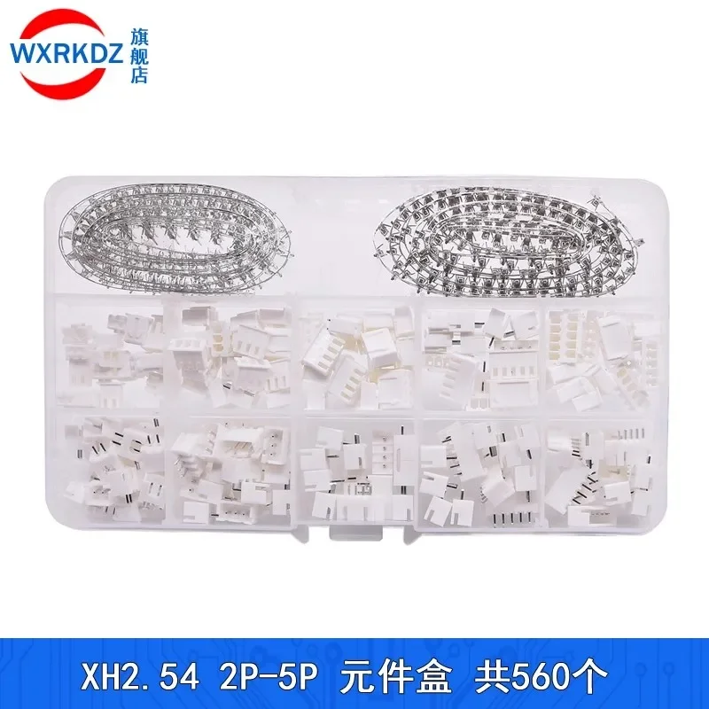 560 Pcs/Box xh2.54 Pitch 2P 3P 4 P 5P Housing Male Female Pin Head Connector KIT Adapter Plug Set Perfectly Compatible