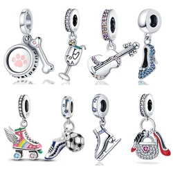 100% Real S925 Sterling Silver Shoe Charms Fit Original Pandora Bracelet&Bangle For Women Birthday Fine Jewelry Gift