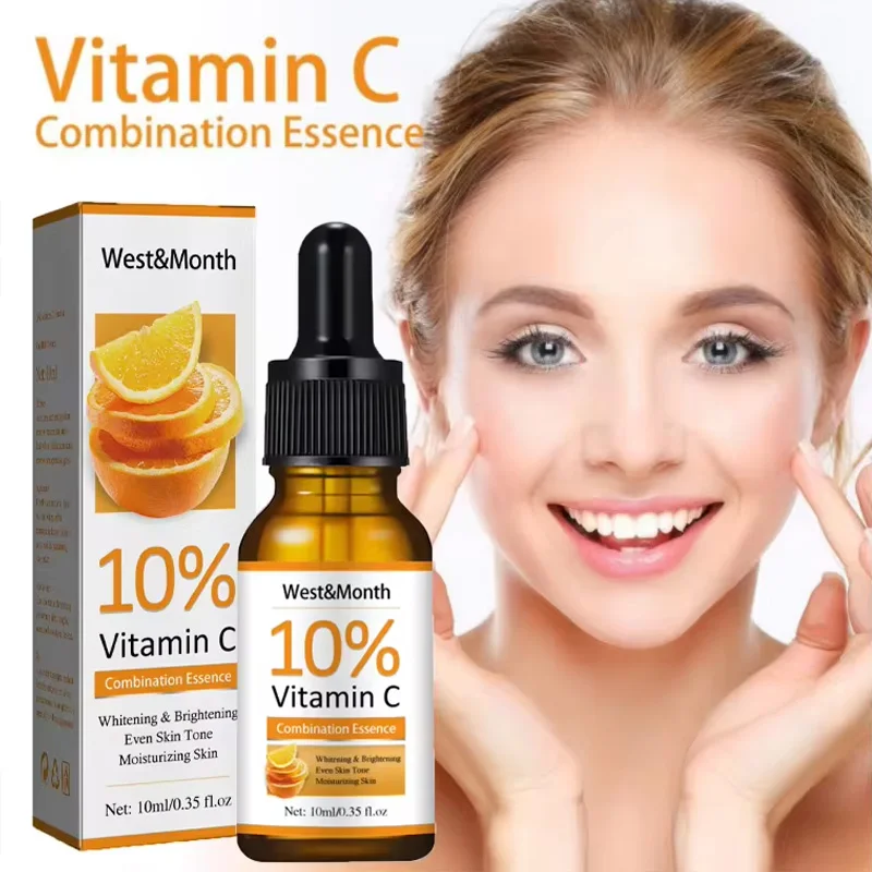 Soro de vitamina c para rosto, ácido hialurônico, clareia a idade, manchas pretas, queimaduras solares, anti-oxidação, remoção de rugas, encolher poro