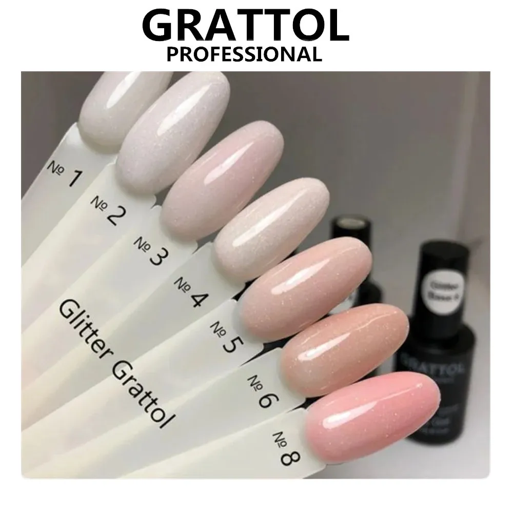 GRATTOL Gel Base Natural profesional, esmalte de uñas 2 en 1, Camuflaje brillante, botella de plástico UV, capa superior, 9ml