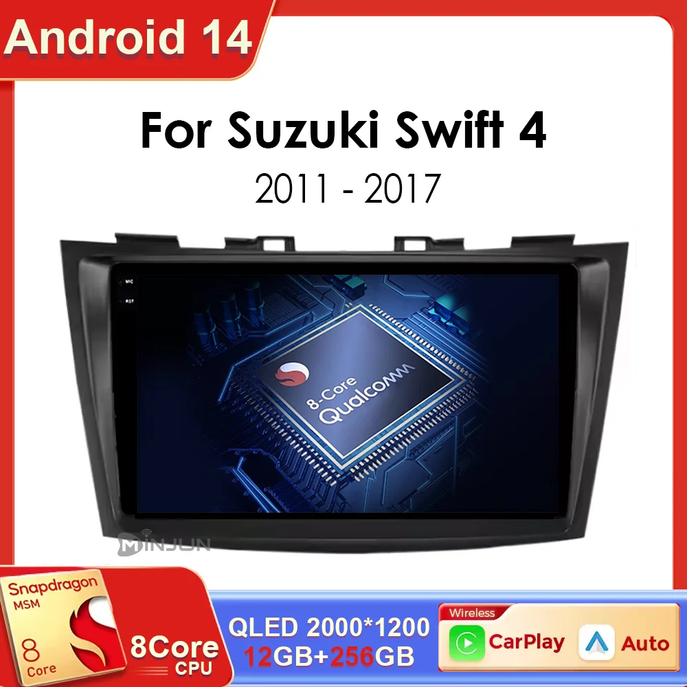 

For Suzuki Swift 4 2011 - 2015 2017 Android 14 Qualcomm Car Radio Multimedia Video Player GPS CarPlay Auto Head Unit Navigation
