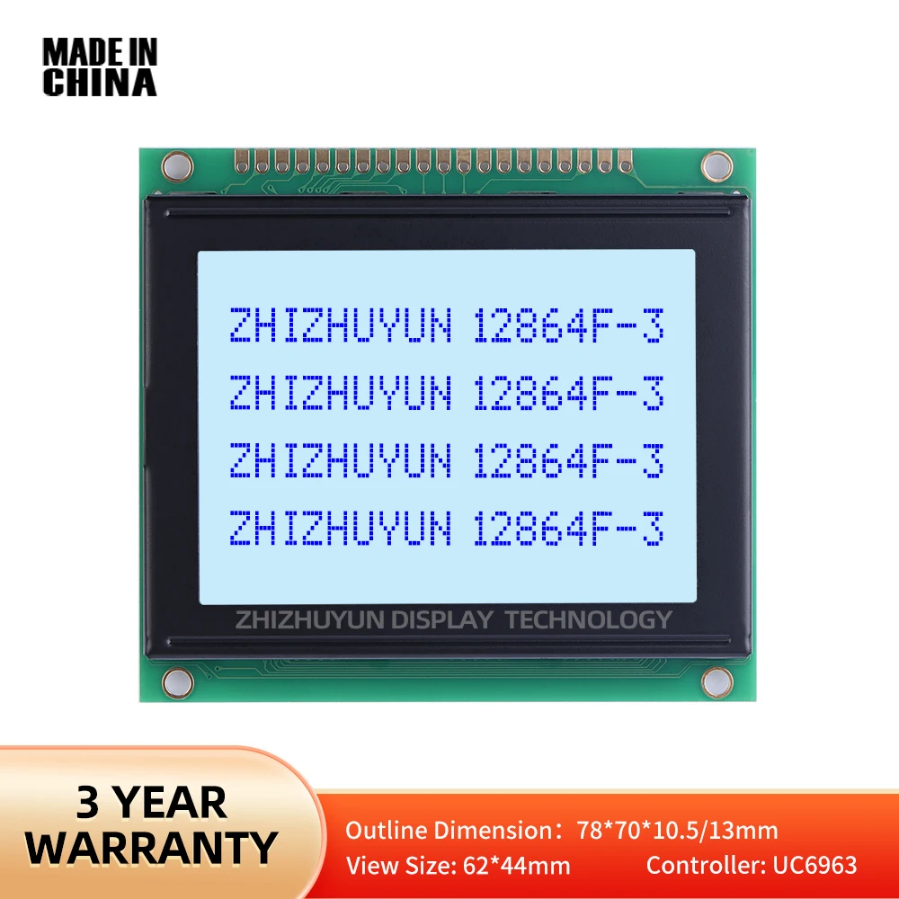 Tela LCD anti-interferência, filme cinza de fonte azul, LCM12864F-3, módulo 12864, T6963C, RA6963, 78X70MM, LCM STN