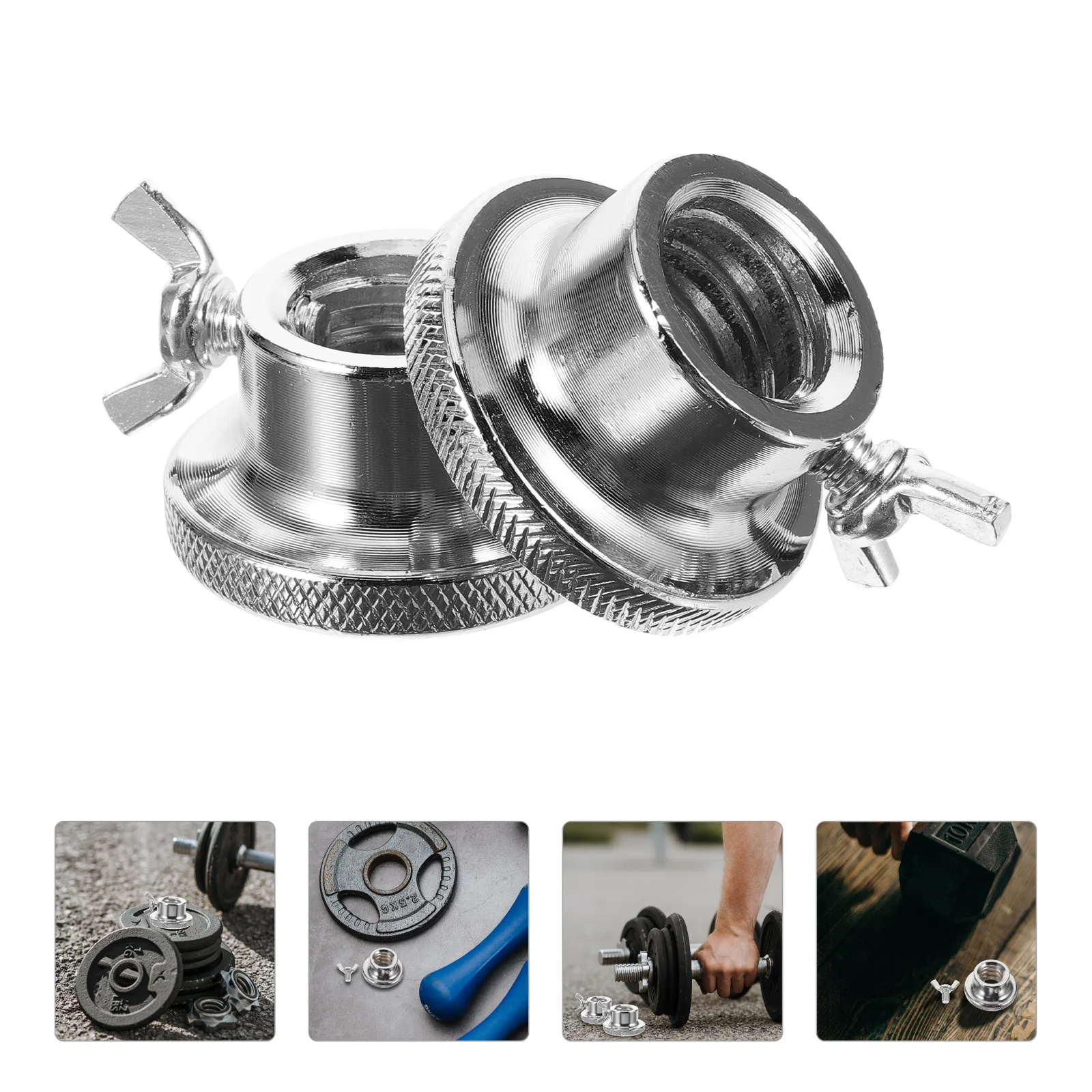 

2pcs 2.5Cm Double Lock Iron Nuts Anti-Slip Screw Caps For Barbell Dumbbell Weight Lifting Silver Plated Solid Thickened Nut