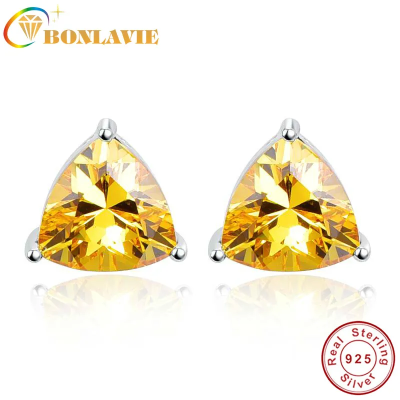 

6.2ct Genuine 925 Sterling Silver Earring Wedding Engagement Jewelry Triangle Citrine Earrings Brincos Fashion Jewelry for Women