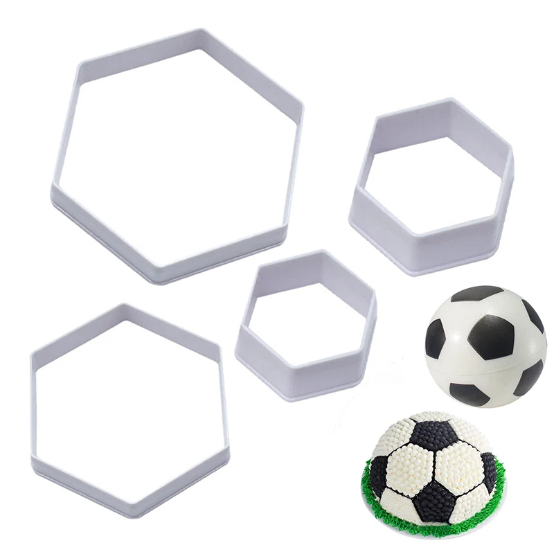 

4pcs/set Soccer Pattern Cake Cookie Molds Cutters Diy Hexagon Fondant Moulds Soccer Ball Bakery Molds Football Cake Decoration