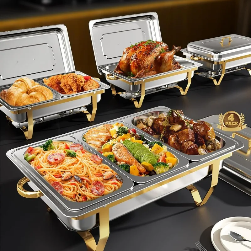 

Chafing Dish Buffet Set, 9QT High Grade Chafing Dishes for Buffet, Chafers and Buffet Warmers Sets for Wedding, Rolled-Edge