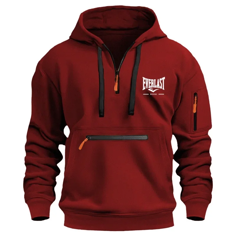 

Men's Streetwear 2025 Loose Pullover, Sweatshirt, Autumn and Winter Hoodie, Zipper Ribbon and Pocket Long-sleeved Casual