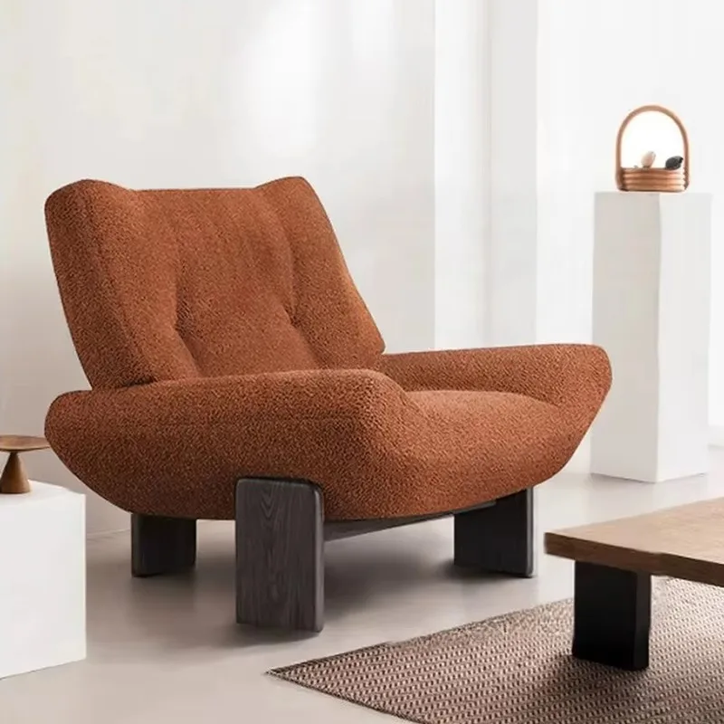 İtalyan Modern Retro Yeşil Kadife Kumaşlı Yatar Koltuk Oturma Odası Yatak Odası Ahşap Ayaklı Kahve Koltuğu