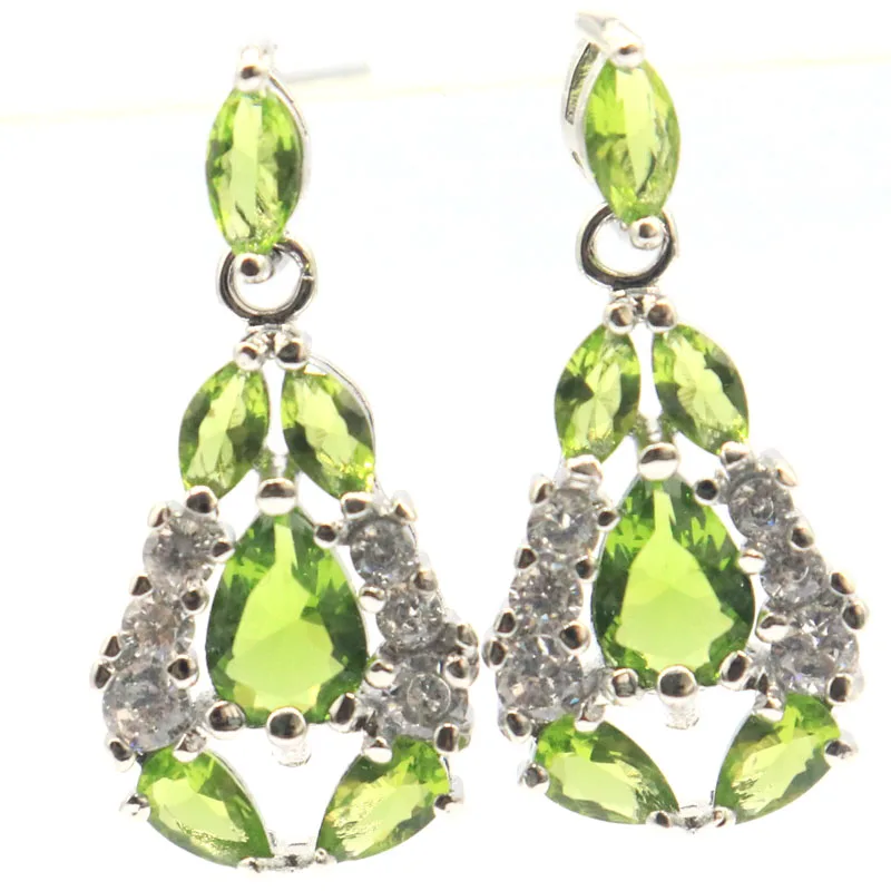 

Buy 3 Get 1 Free 26x12mm Pretty Real Smoky Topaz Green Peridot Swiss Blue Topaz Pink Tourmaline CZ Daily Wear Silver Earrings