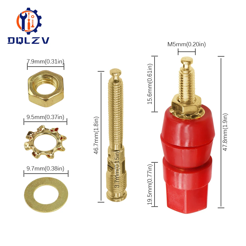Gold Plated Copper Large Current Amplifier Audio Terminal 4mm Banana Socket Brass Binding Post Adapter Connector