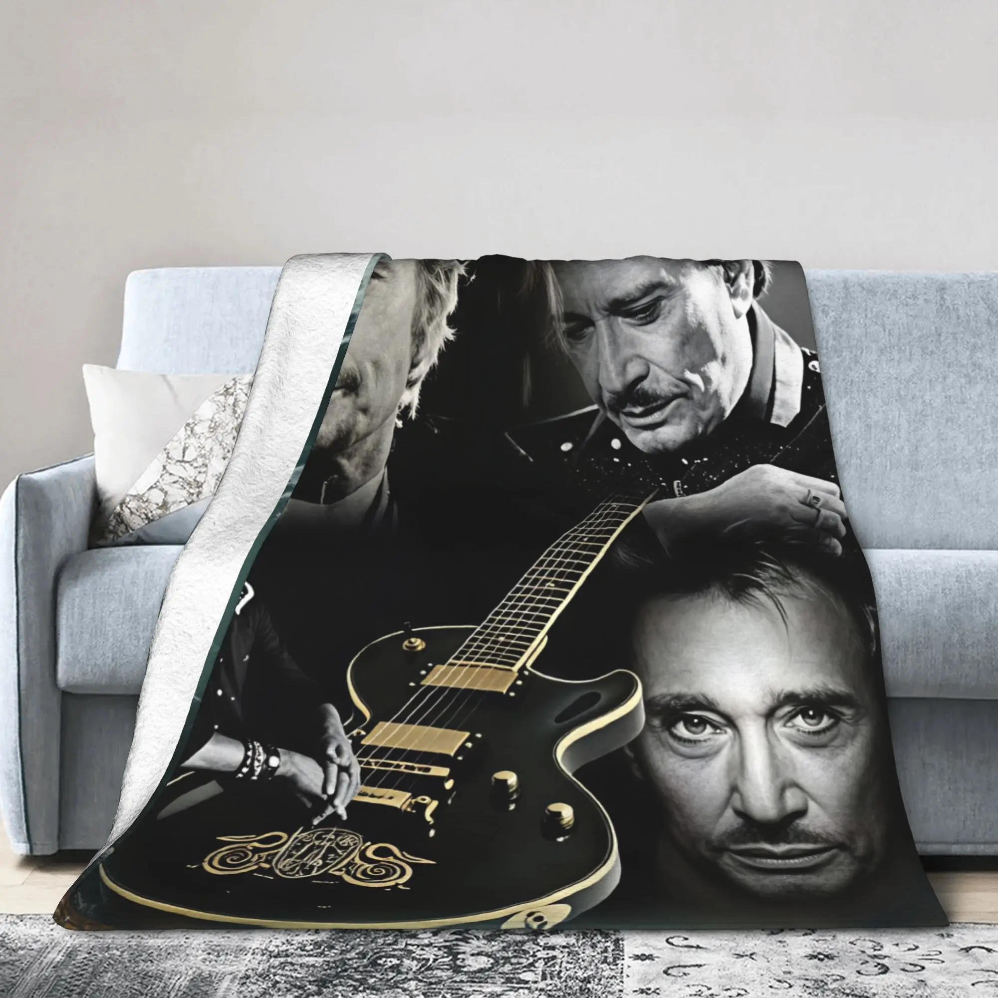 Super Warm Blankets Children Camping Rock Star Johnny Hallyday Throw Blanket  Flannel Bedspread For Couch Chair Sofa Bed Cover