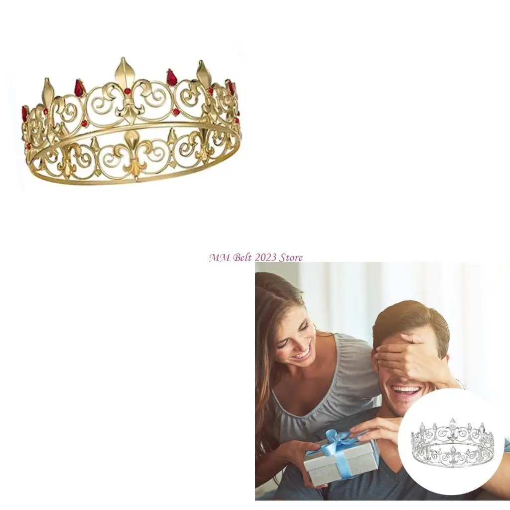 

49ME Men Tiaras Crowns Headband Wedding Costume Headwear King Theme Parties