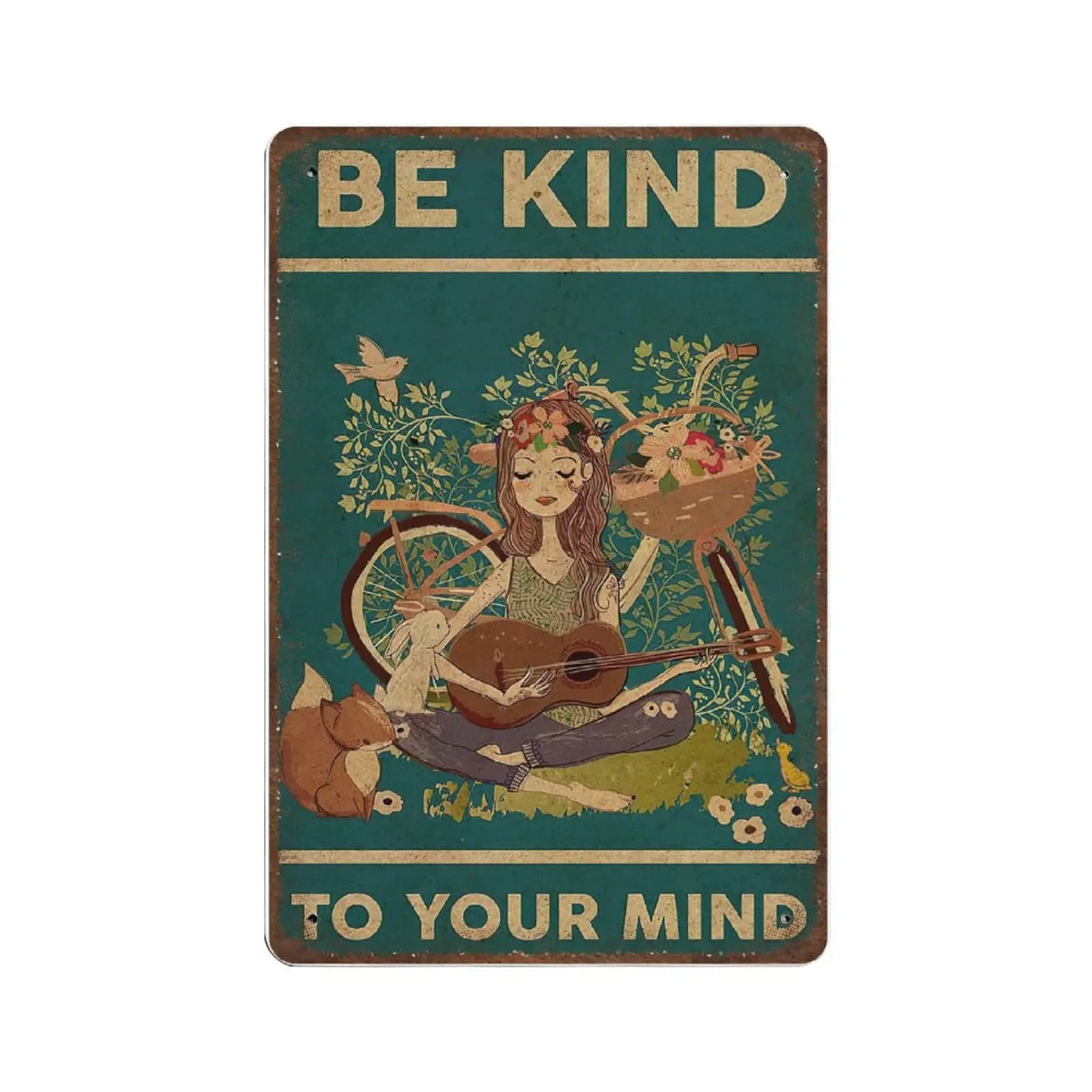 

Vintage Metal Tin Sign Plaque,Be Kind to Your Mind Nature Vertical Tin Sign,Man cave Pub Club Cafe Home Decor Plate，Birthday Ann