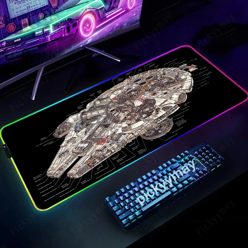 

Large RGB Mouse Pad XXL Gaming Mousepad LED Mouse Mat Spacecraft Gamer Mousepads Desk Pads Keyboard Mats Table Rug With Backlit