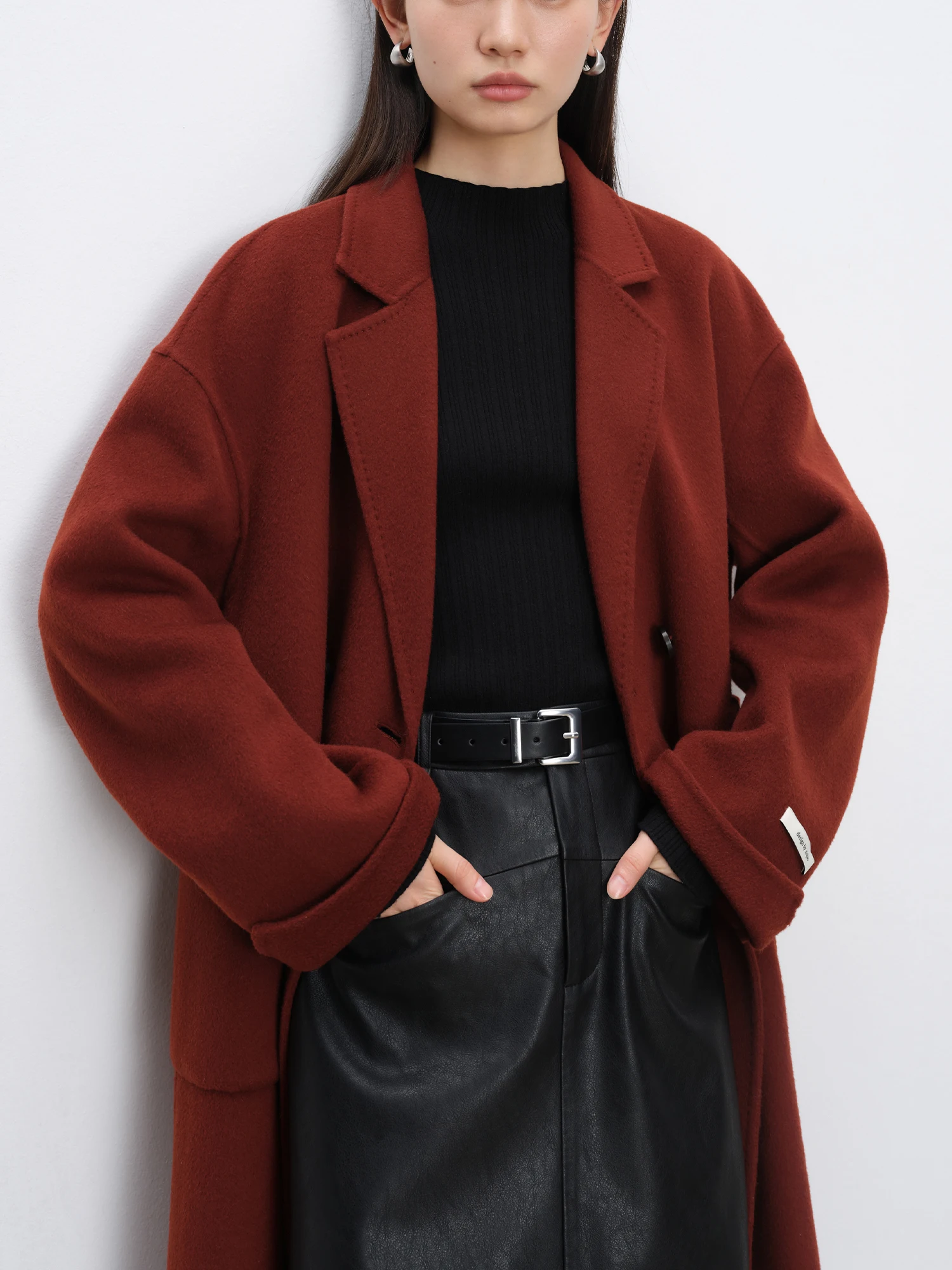 ZIQIAO Petite Size Full Wool Red Double-sided Woolen Coat for Women 2024 Winter New Year Woolen Coat Casual Loose 24ZQ94320