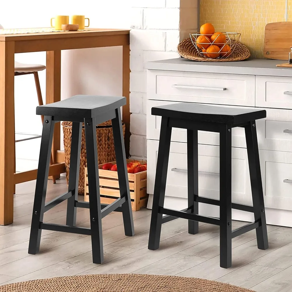 

Classic Modern Solid Wood Backless Saddle Seat, 24 Inches Tall Easy Assemble Counter Stool with Durable Construction