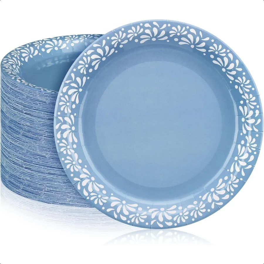 

100 шт. 9-дюймовые синие тарелки Platos De Barro Cielito Lindo, мексиканские бумажные тарелки Cielito Lindo, сувениры для детского душа для Talavera Bir