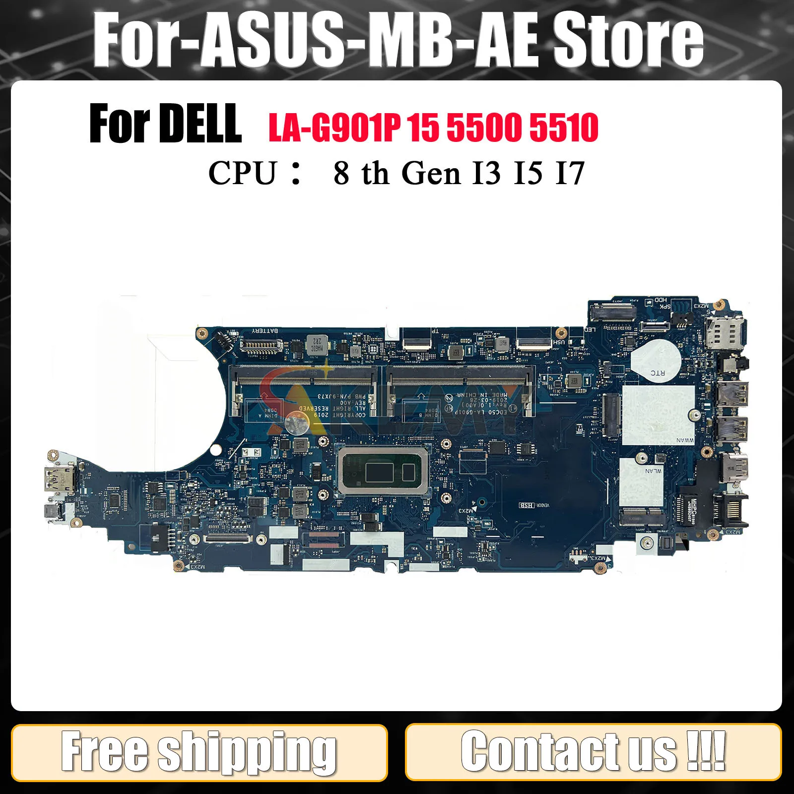 

Процессор i3 i5 i7 для DELL Latitude 5500 LA-G901P, материнская плата ноутбука EDC50 CN-0J16NW 09T2PH 0TW56W, протестировано, ОК