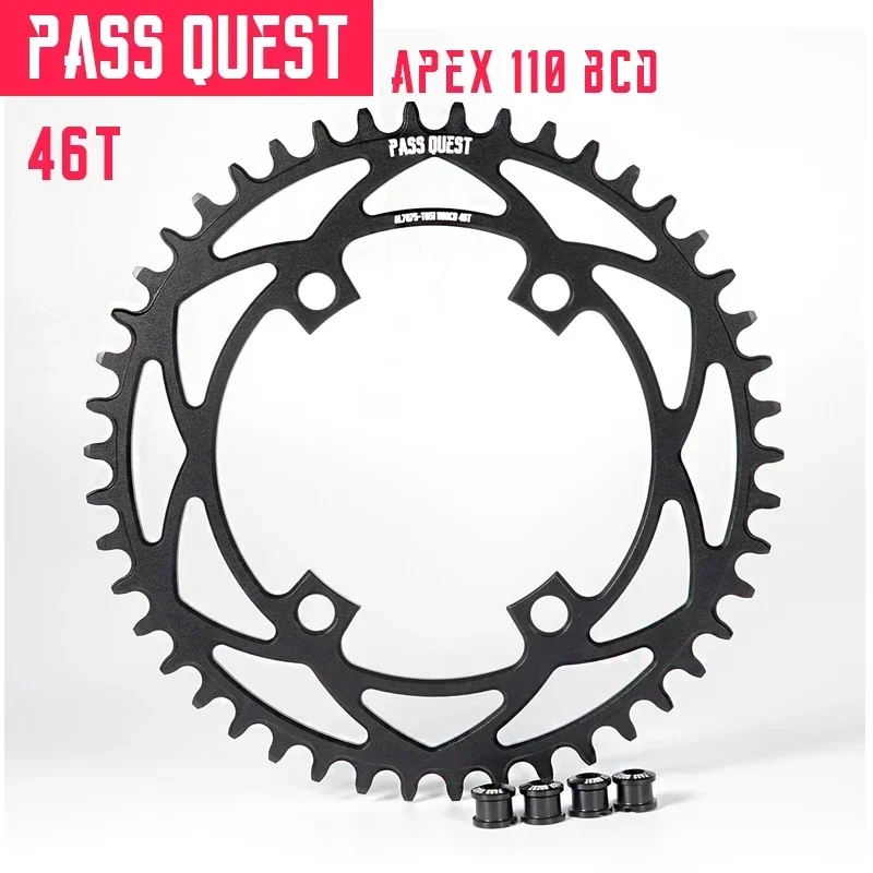 PASS QUEST 110BCD kettingblad voor Sram Apex kettingbladen racefiets 36/38/40/42/44/46/48/50/52T 110BCD Smalle Grove Kettingwiel