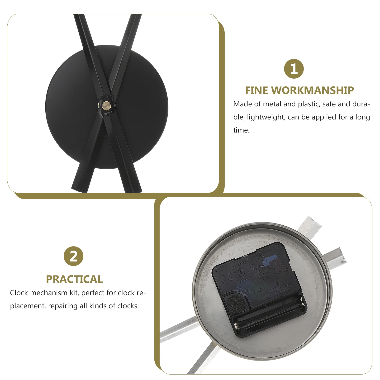 

1 Set Metal Large Pointer Face Diy Repair Kit High Precision Operated Clock Movement For Wall Art Decor Home Clock Parts