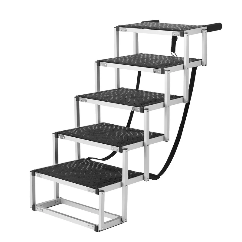 

5-Step Folding Aluminum Dog Stairs for Cars, Supports Up to 150 lbs