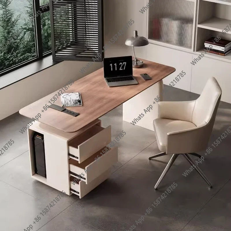 XX K Modern Fashion Wooden Rounded Corner Desk With Drawer Storage Cabinet,Computer Desk,Contemporary Writing Table For Home Of