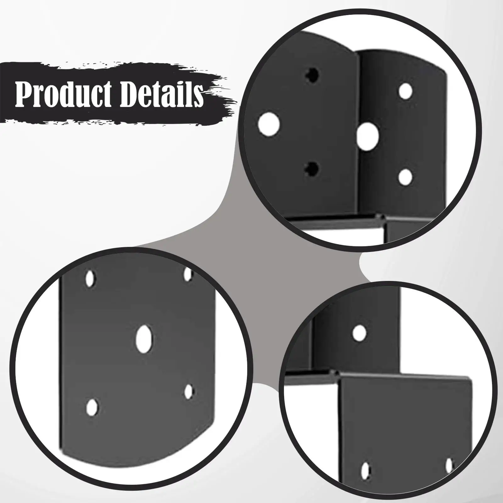 Fence Post Repair Kit Deck Post Caps Tie Bracket Carbon Steel Mounting for Sheds Patio Projects