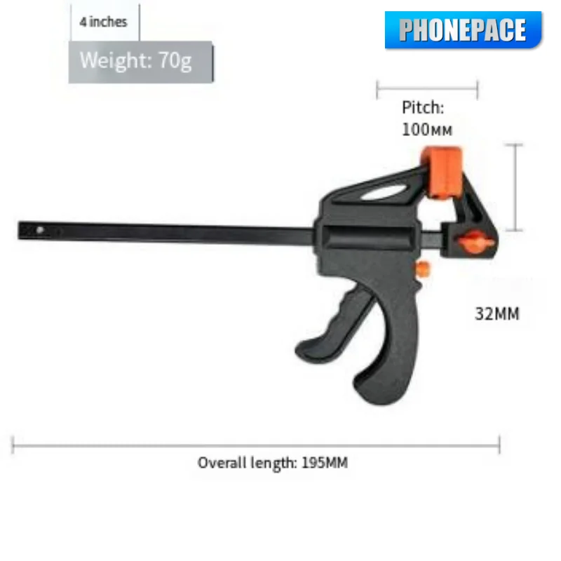 5/2 Piece 4 Inch Ratchet Release Clip Set, Solid Fast Woodworking Work Bar Clamp for DIY Carpentry & Cabinet Making