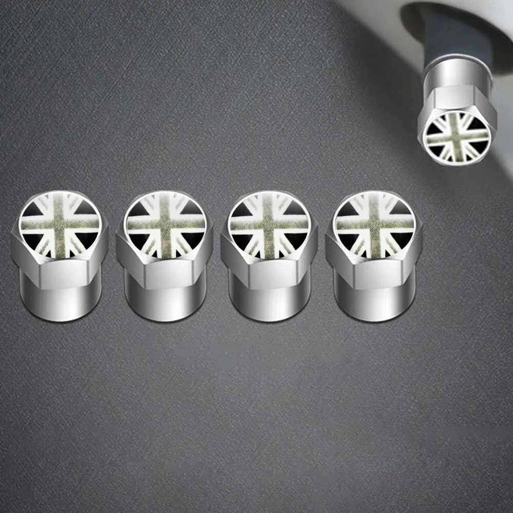 4Pcs/set White UK Flag Car Wheel Air Cover Dust Proof for Volkswagen BMW Benz Car Accessories For Toyota Suzuki Mazda Ford view 6