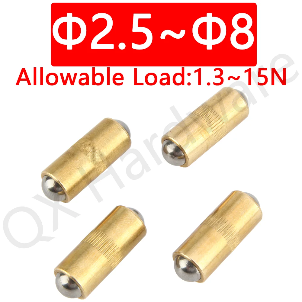 QX412 Factory Outlet Stainless Steel Both Side Ball Spring Plunger Brass Mini Double Balls Plunger Dia2.5/3/4/5/6/7/8mm