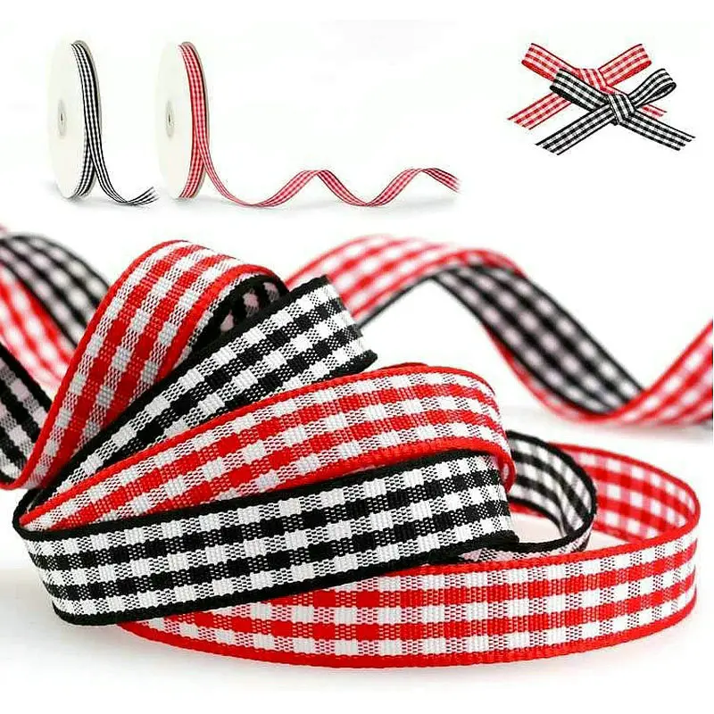 

5 Yards Gingham Ribbons for Wedding Christmas Party Decorations Gifts Wrapping DIY Bow Hair Craft Plaid Ribbons Card Buffalo