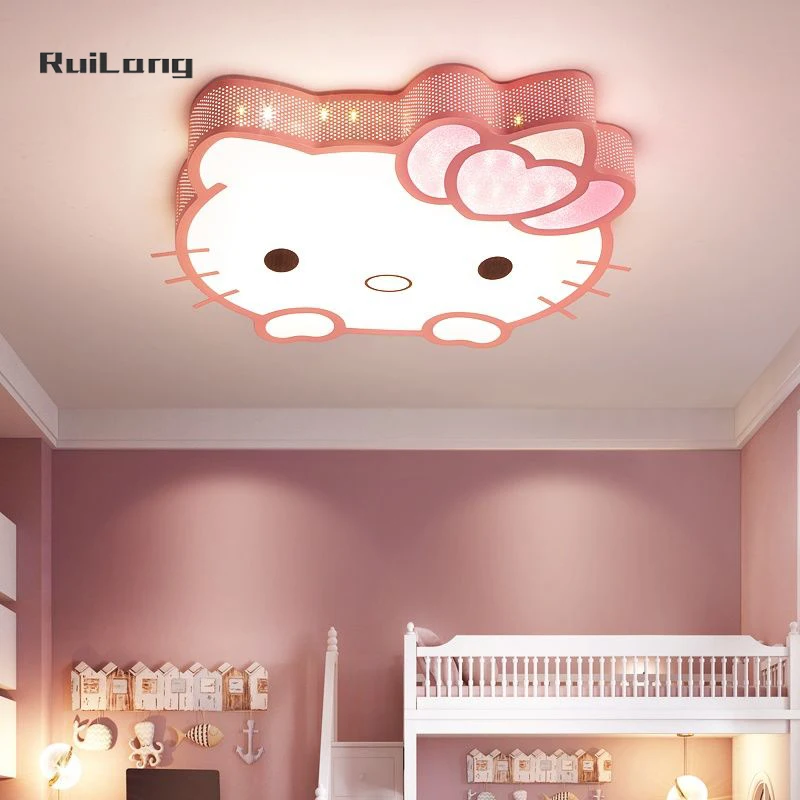 Imagem -06 - Lâmpada do Teto Kawaii Kitty Cat Luzes de Teto Led Rosa Deco Desenhos Animados Princess Chandelier Fit For Childrens Room Crianças Bebê Menina Quarto