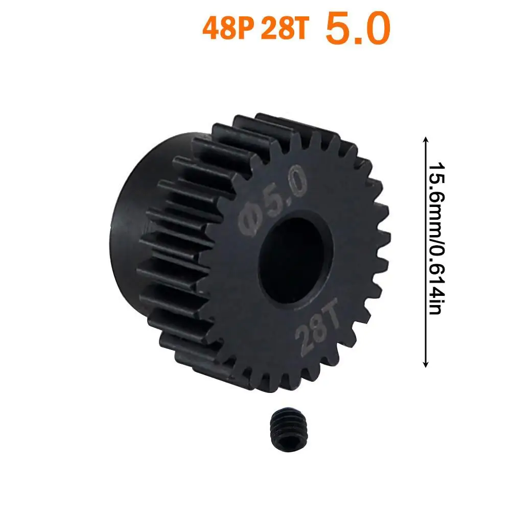 48p 5mm 16t 17t 18t 19t 20t 22t 24t 25t 28t Zwart Stalen Metalen rondsel Motor Gear Voor 1/10 Axiale Scx10 Rc Model Auto Motor Onderdelen
