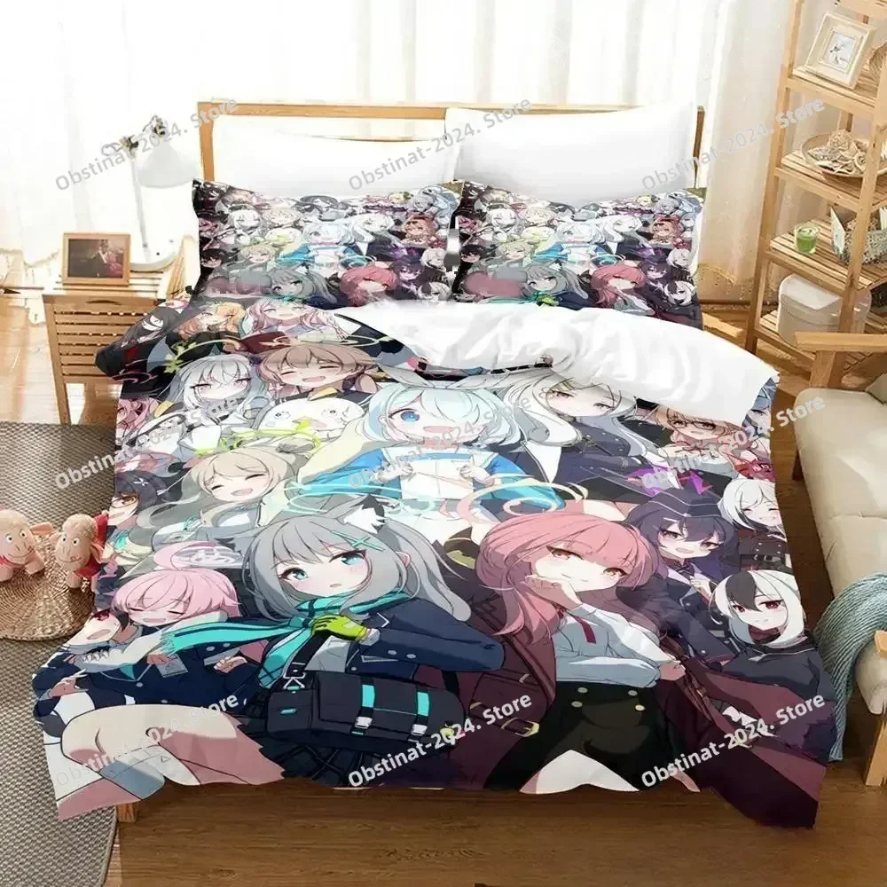 Anime Game Blue Archive Bedding Set Duvet Cover Full Queen King Size Pillowcase Bed Printed Set Aldult Kid Bedroom Single Twin 3