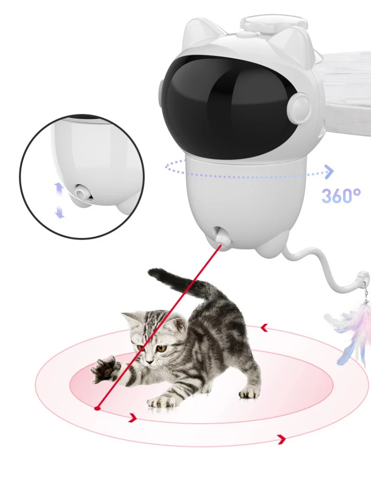 

New Multi-functional Charging Bear Laser Cat Teaser Can Clip Cat Climbing Frame Rotating Feathers Cat Pet Toy Supplies