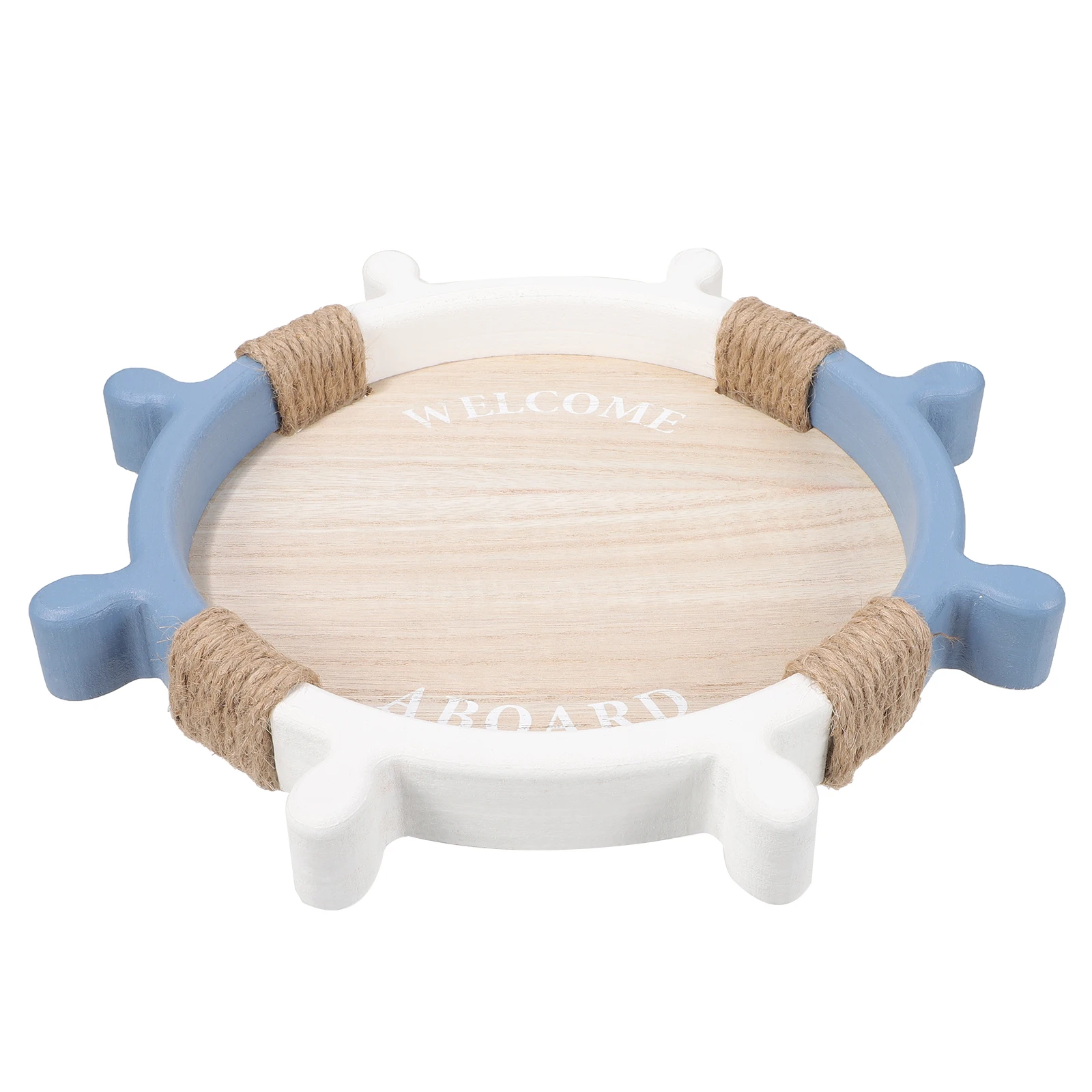 

Wooden Ship Wheel Tray Smooth Surface Easy to Clean Home Decor Fruit Snack Serving Tray Tea Cup Storage Household