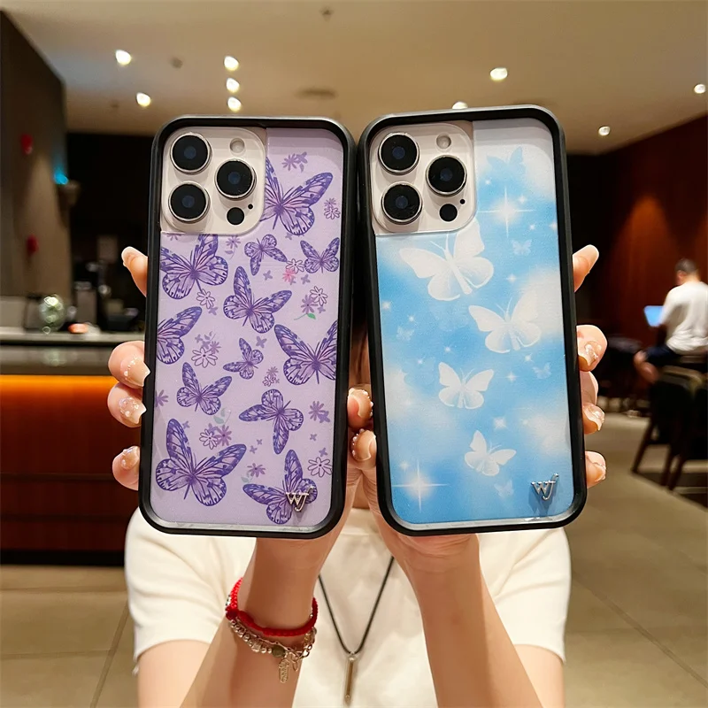 

Чехол для телефона Wildflower Fashion Lavender Butterfly для iPhone 17, 16, 15, 14, 13, 12, Pro Max Plus, красочный противоударный чехол для розовой девушки