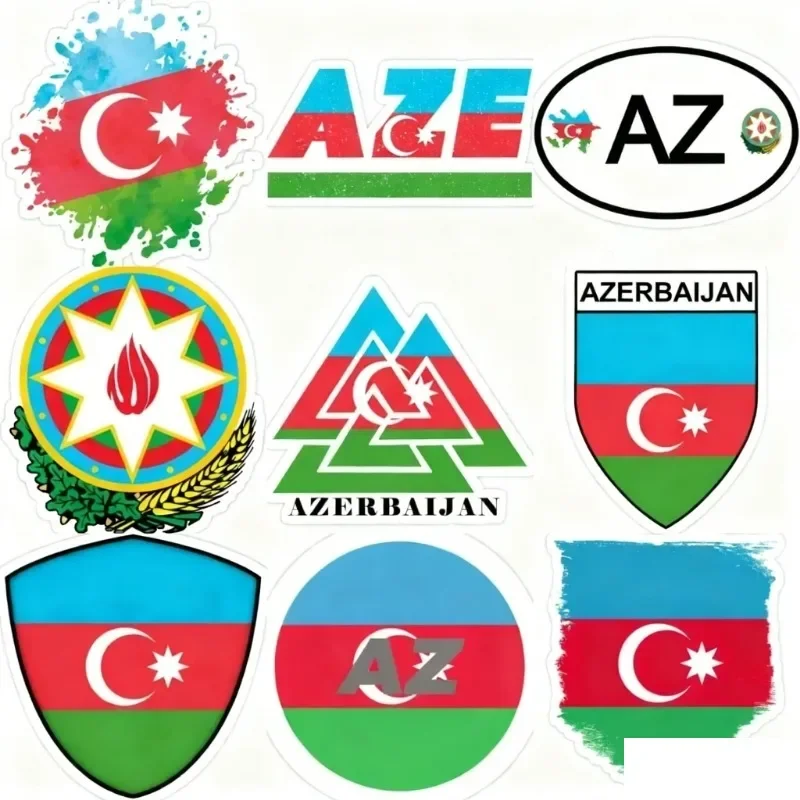Azerbaijão az bandeira emblema criativo adesivos motocicleta vinil carro pára-choques portátil parede capacete de bicicleta fora de estrada mesa camin