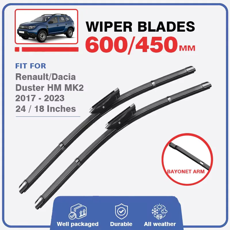 

LHD RHD Car Front Wiper Blades For Renault Dacia Duster 2 HM MK2 2017 - 2023 Windshield Window Windscreen 24"+18" 2018 2019 2020