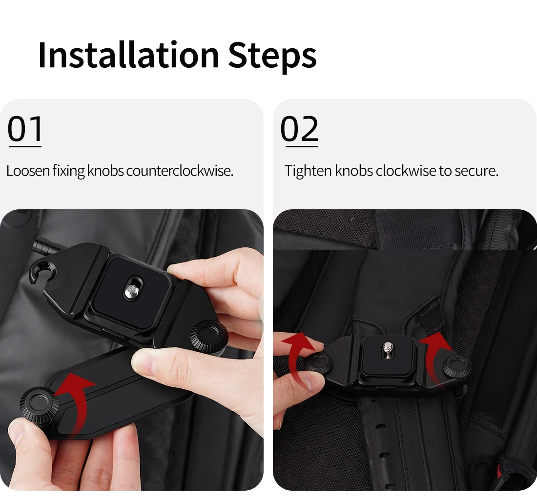XILETU Cimapro Rucksack-Kamera-Clip, universelle Arca Swiss Schnellwechselplatte für DSLR, Sony, Nikon, Kamera, problemlos – Detail 15