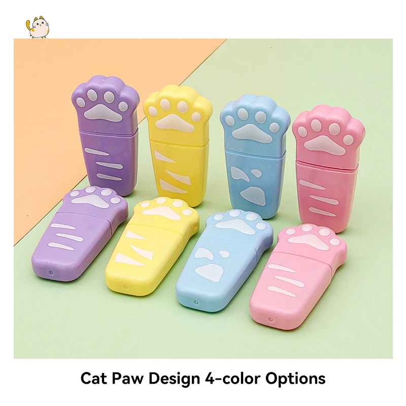 4pcs/set Pastel Color Highlighter Kawaii Cat Paw Stationery Color Marker School Supplies Student Marker Highlighter Stationery