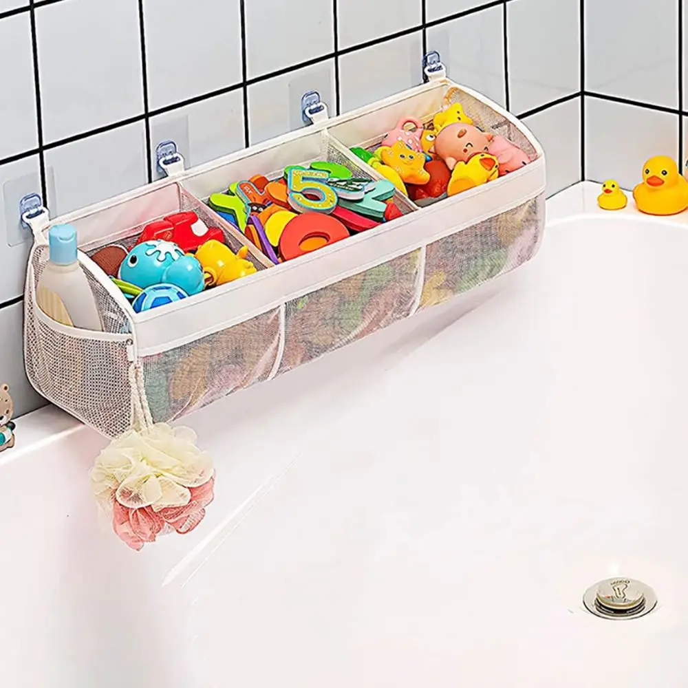 Large Openings Bathroom Storage Bag 3 Compartment Quickly Dry Bath Organizer Breathable Large Capacity Mesh Hammocks - view 3