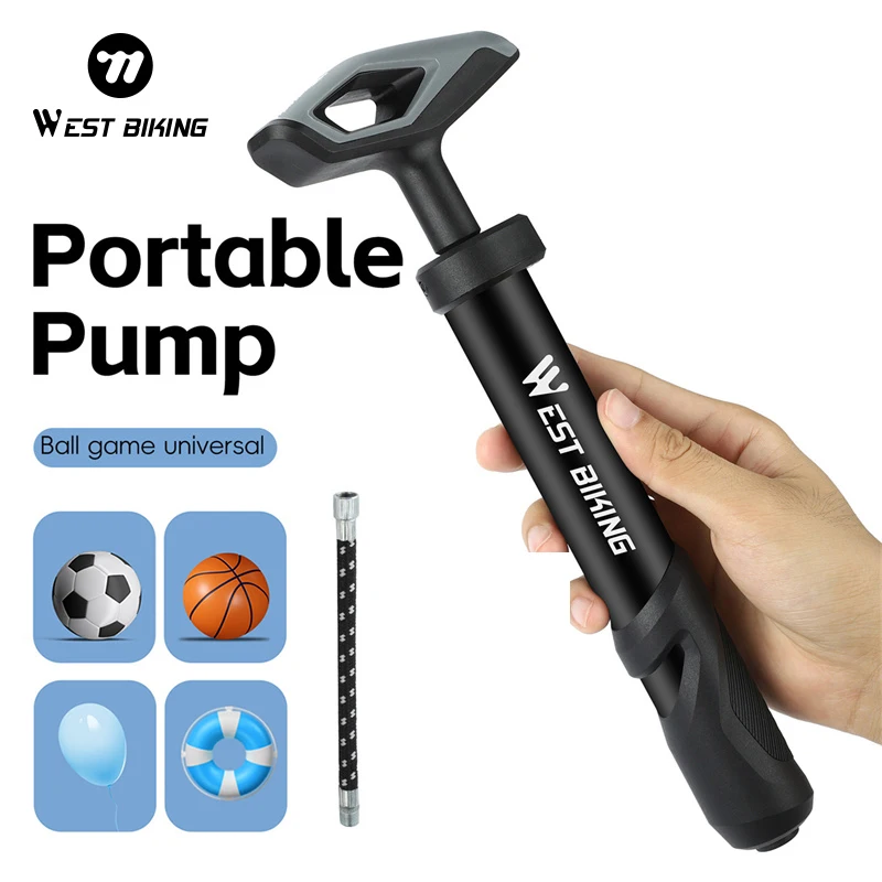 

WEST BIKING Portable Pump With Extension Hose Hand Air Pump For Basketball Football Balloon Swiming Ring Lightweight Inflator