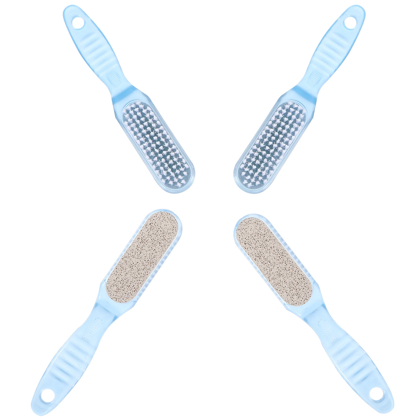 

4 шт. 2 в 1 щетка для чистки ногтей с мягкой щетиной, эргономичная ручка, нескользящая ручка, пемза, средство для удаления омертвевшей кожи, руки ног