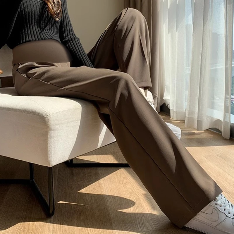 الربيع بدلة الأمومة السراويل عالية الخصر الطابق طول المرأة الحامل البطن السراويل أنيقة الحمل الملابس الرسمية