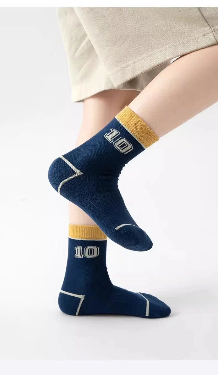 5 Paar Kindersocken für Jungen, Frühling und Herbst, gemütliche Socken mit Fußballmuster, Baumwollsocken für Kinder, Wadensocken für Kinder – Detail 9