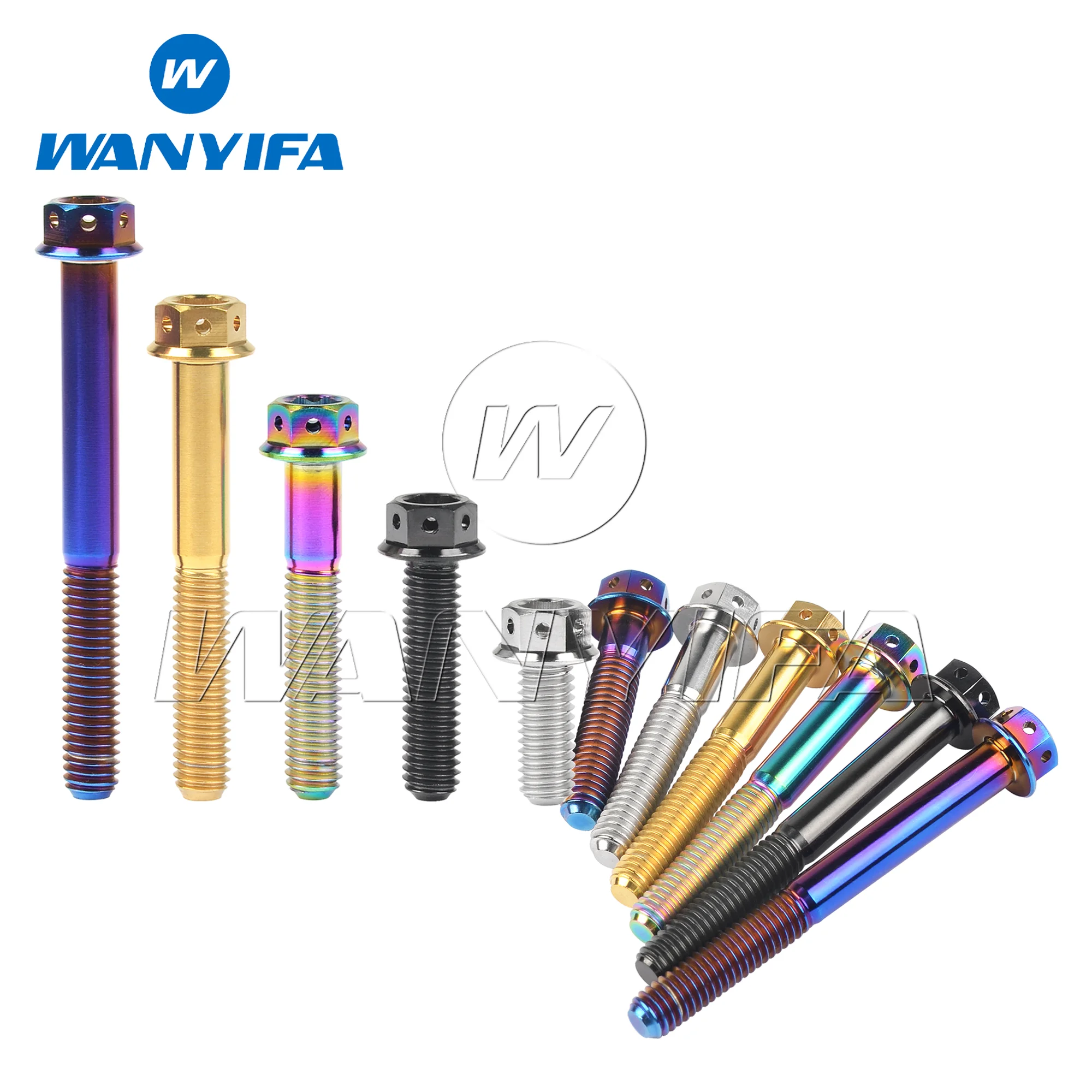 Wanyifa Titanium Bolt M6 M8x 10 15 20 25 30 35 40 45 50 55 60mm Flange Inner Hexagon Head Screws for Motorcycle Brake Calipers