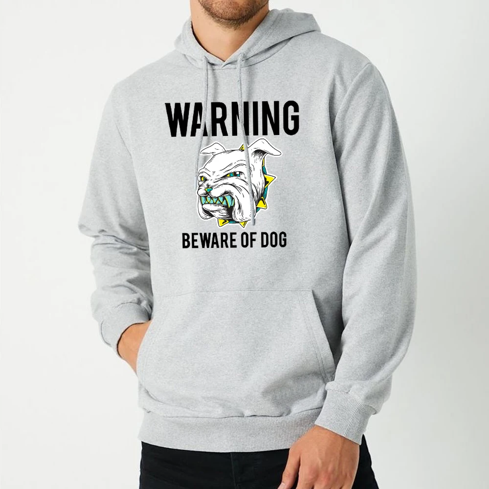 Warning Beware of Dog New Style Claw Men's Hoodies Cartoon Dog Pattern Winter Thick Hoodies Sweatshirts Comfort Wild Hoodies